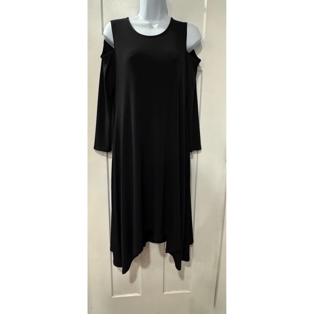 Alfani Womens Black Cold Shoulder Long Sleeve A-Line Midi Dress Size 4 S/4364